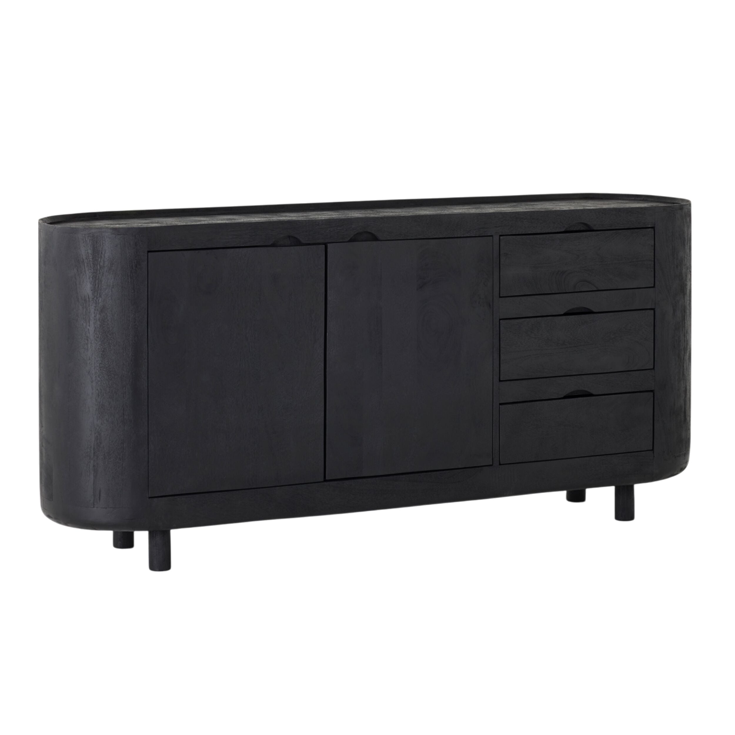 Modern Aurora Sideboard with 3 Drawers - Black Wooden Buffet Cabinet for Dining Room & Living Room Storage | Perfect for Home Decor & Organization