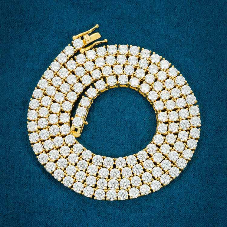 20-Piece 4mm VVS Moissanite Tennis Necklace Chain - Iced Out Cubic Zirconia Jewelry for Women - Perfect for Parties, Weddings & Special Occasions