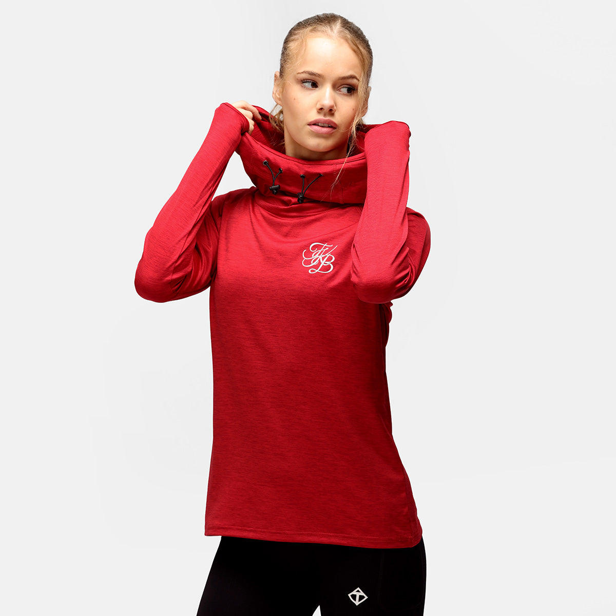 TKB Red Cowl Neck Hoodie for Women - Soft Fleece Pullover Sweatshirt with Hood - Cozy Winter Fashion for Casual Outfits & Lounge Wear