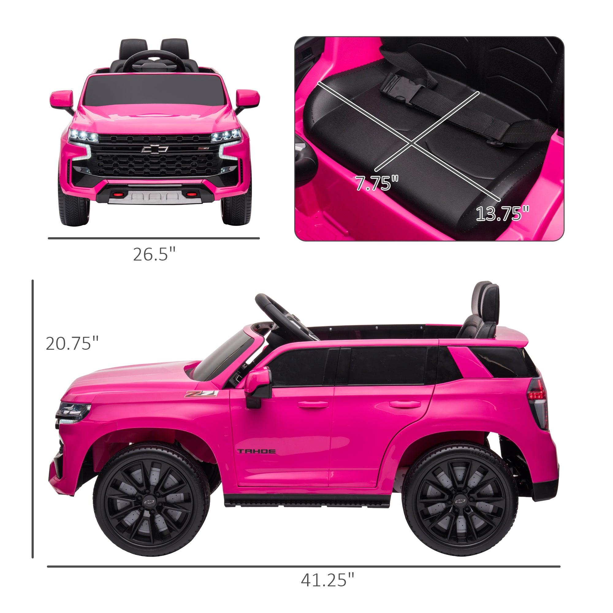 Chevrolet TAHOE Licensed 12V Battery Powered Kids Electric Ride-On Car with Parent Remote Control, Music, Lights & Horn - Pink Electric Vehicle Toy for Boys & Girls Ages 3-6 | Perfect for Birthday Gifts, Outdoor Play & Backyard Fun