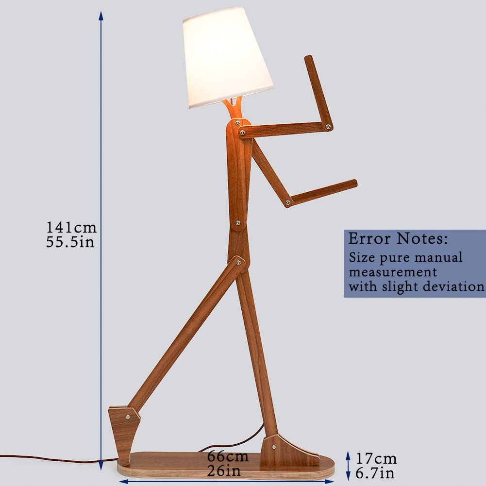 Stylish Wood Swing Arm Floor Lamp for Living Room, Bedroom, Office - Farmhouse Decor Reading Light with Bulb Included (Walnut) - Perfect for Cozy Reading Nooks, Dorm Rooms & Kids' Bedroom Decor