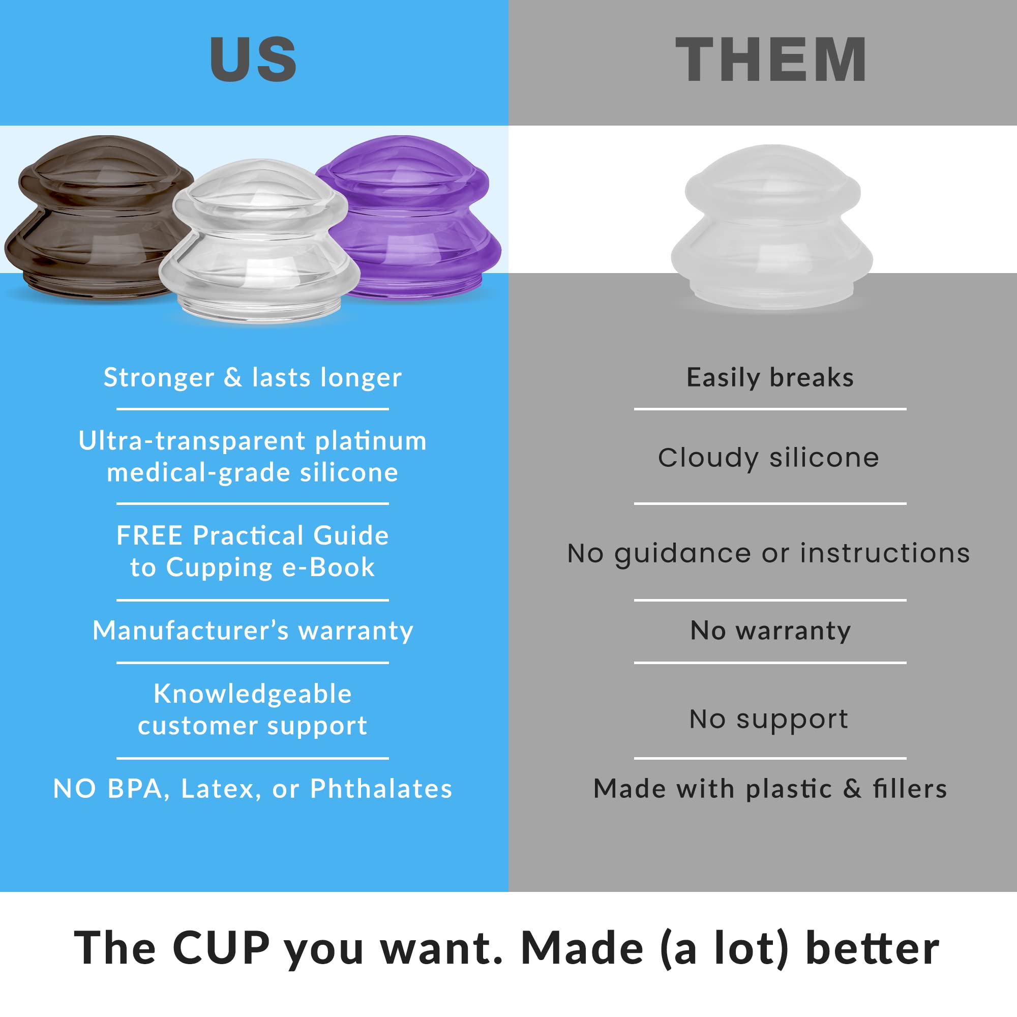 Premium Silicone Cupping Therapy Set - 6 Large Multi-Color Cups (Clear, Onyx, Purple) for Deep Tissue Massage & Pain Relief | Professional Cupping Kit for Muscle Recovery, Relaxation & Detox | Ideal for Home Spa, Physical Therapy & Wellness Routines
