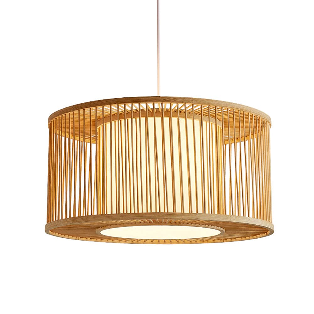 YAZAHOH Bamboo Chandelier Rattan Pendant Light Shade - Natural Woven Ceiling Lighting Fixture with E27 Socket for Living Room Bedroom Restaurant Cafe - Boho Home Decor & Commercial Lighting for Dining Rooms Bars Clubs