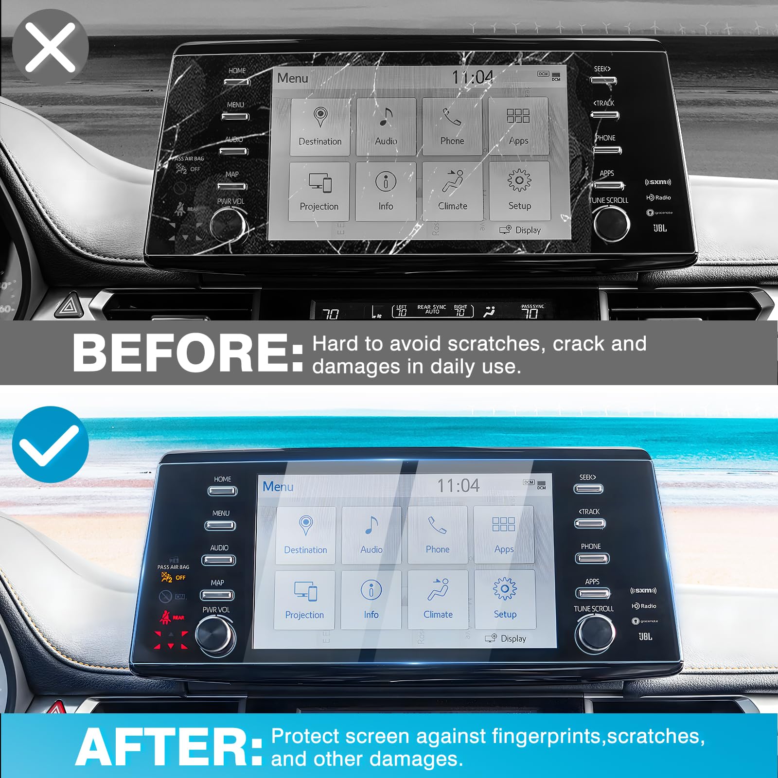 Toyota Sienna Screen Protector 2 Pack 9H Tempered Glass - Anti Glare & Scratch for 2021-2025 Models - Perfect for Road Trips