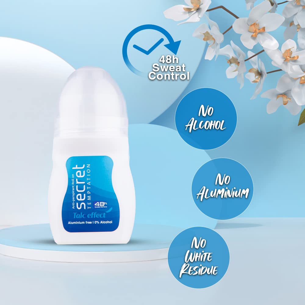 Secret Temptation Talc Effect & Romance Deodorant Roll-On for Women - 50ml & 150ml Combo Pack | Long-Lasting Freshness for Daily Use, Workouts & Special Occasions