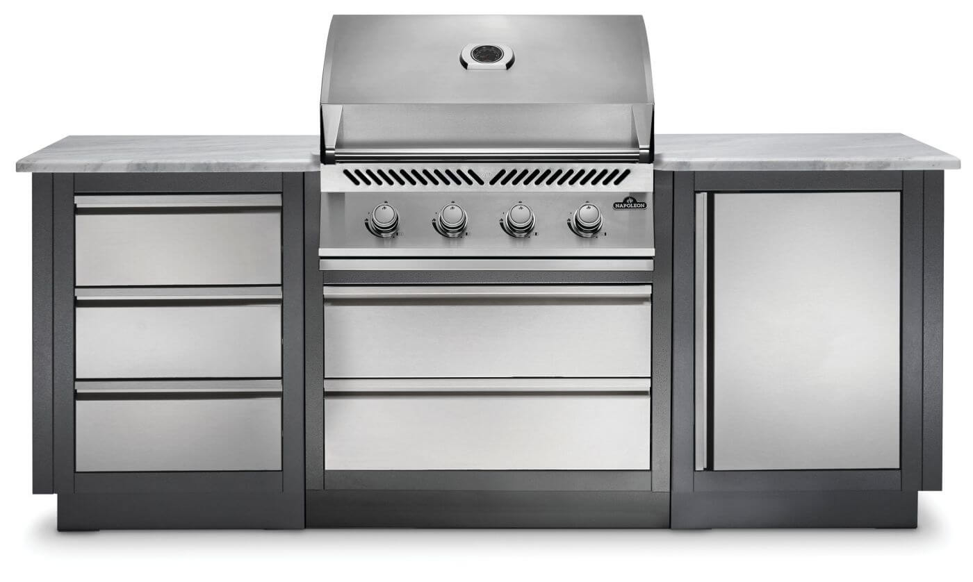 Napoleon OASIS™ 100 Outdoor Kitchen Island - Premium Stainless Steel Grill Station with Side Burner & Storage | Perfect for Backyard BBQs, Patio Parties & Outdoor Entertaining