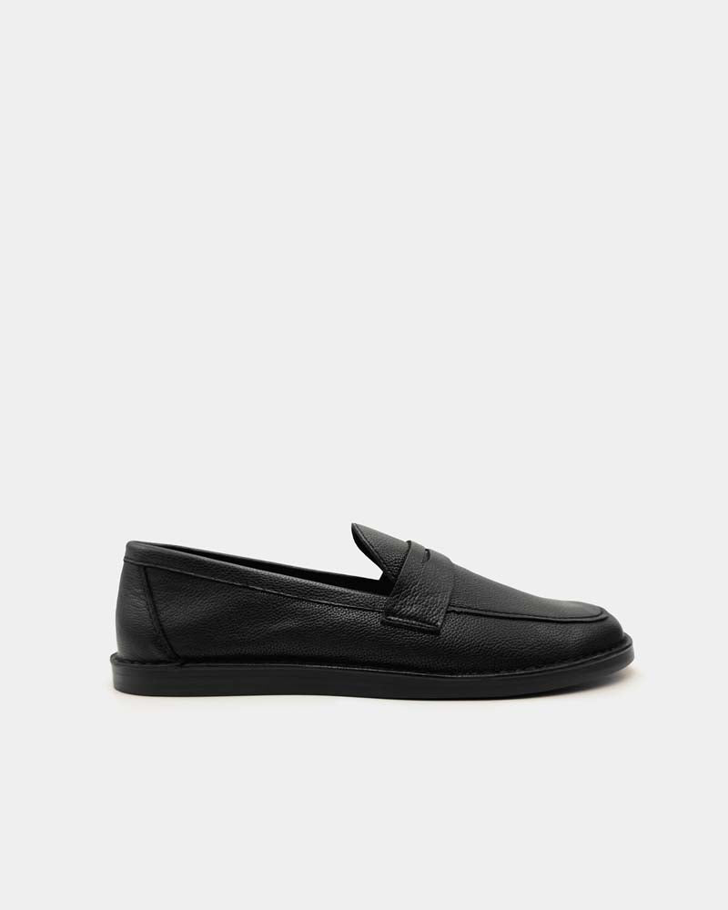 Black Leather Classic Penny Loafers for Men - Comfortable & Stylish Slip-On Shoes for Business, Casual & Office Wear