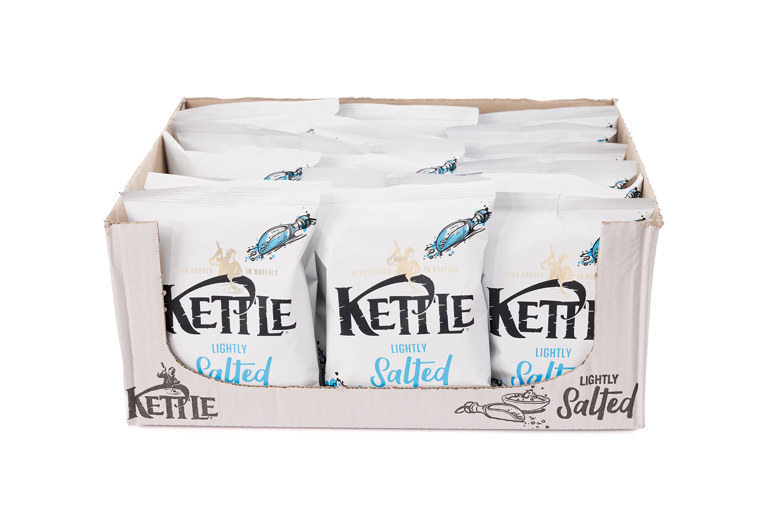 Kettle Chips Lightly Salted 40g (Pack of 18) | Crunchy Potato Snacks for Parties, Picnics & Office Snacking | Gluten-Free & Vegan