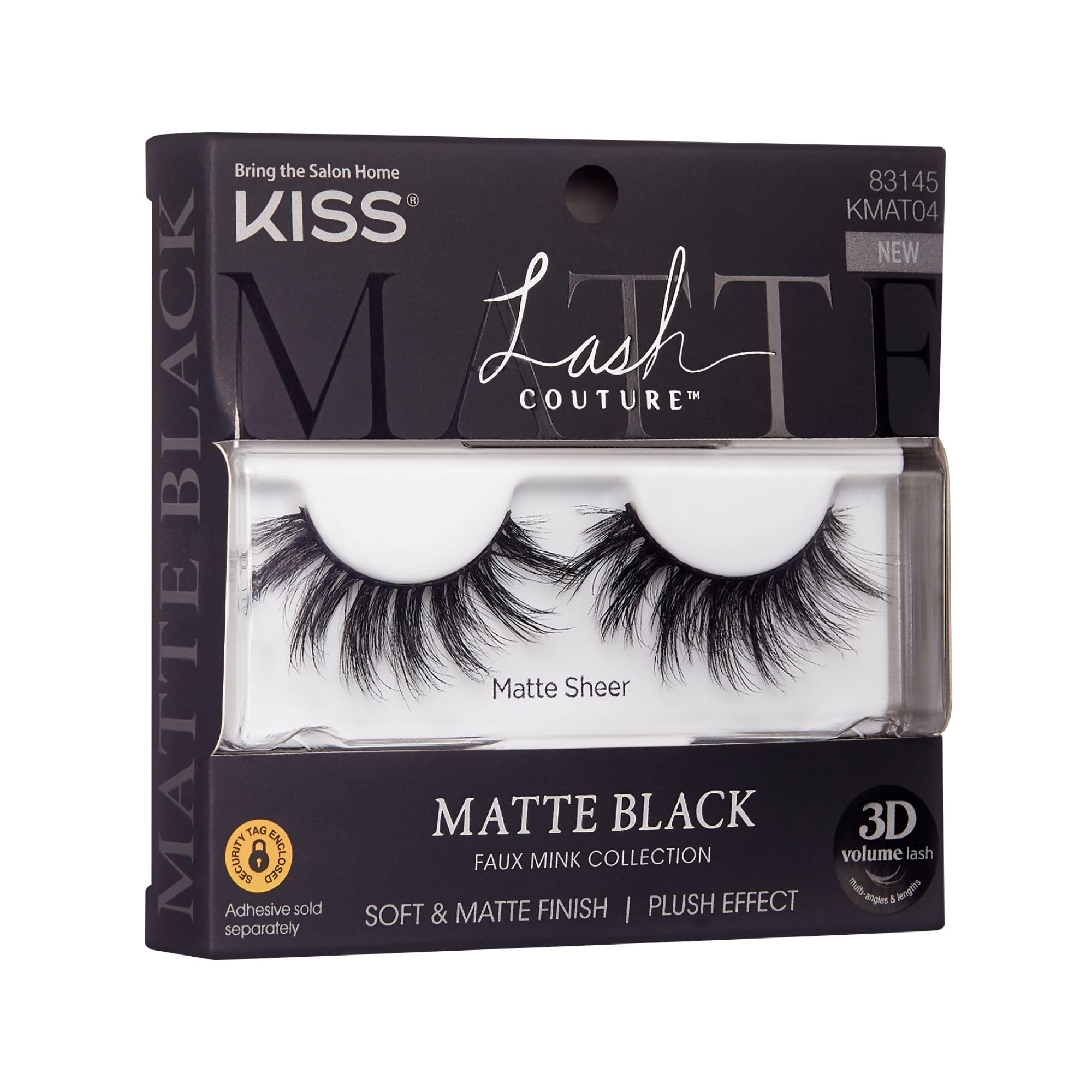 KISS Lash Couture False Eyelashes - Matte Black Faux Mink Lashes, 3D Volume & Soft Matte Finish, Style 'Matte Sheer' (1 Pair) | Natural Look for Daily Wear, Parties & Special Occasions