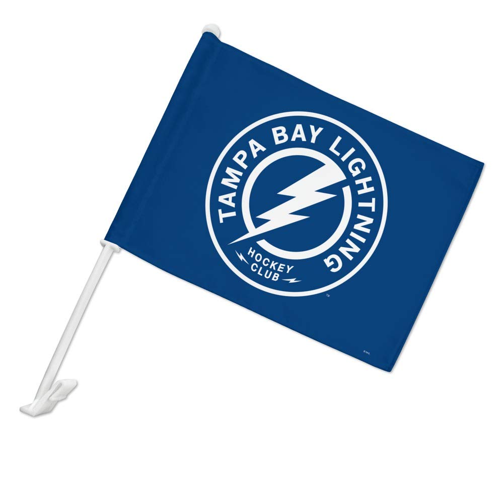 NHL Tampa Bay Lightning Logo Car Truck Flag with Pole Holder - Officially Licensed Team Flag for Game Day, Tailgating & Fan Support - Durable Polyester with Window Clip for Easy Display