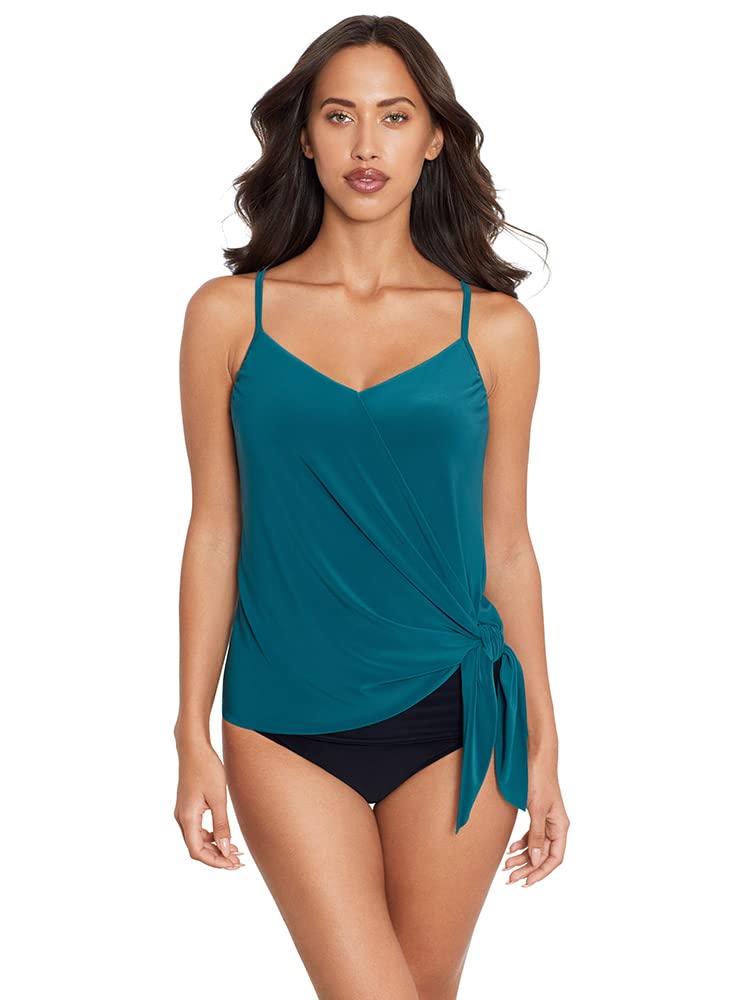 Magicsuit Women's Solid Alex V-Neck Tankini Swimsuit Top with Underwire Bra - Perfect for Beach Vacations, Pool Parties & Summer Getaways