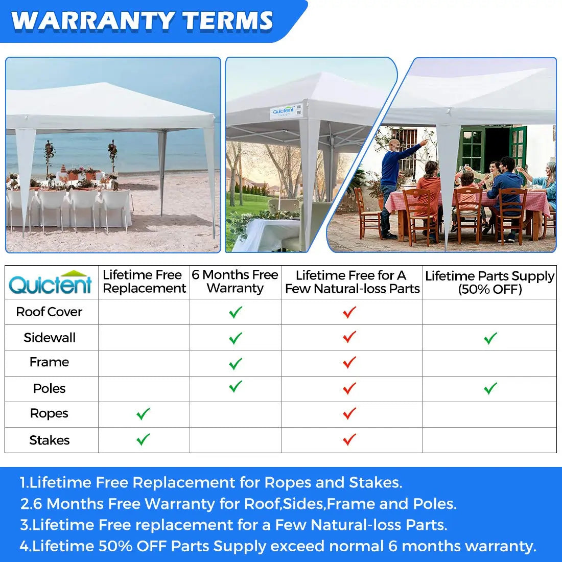 Quictent 10' x 20' EZ Pop Up Canopy Tent - Instant Shelter for Outdoor Events, Parties, Camping & Beach - Waterproof & UV Protection