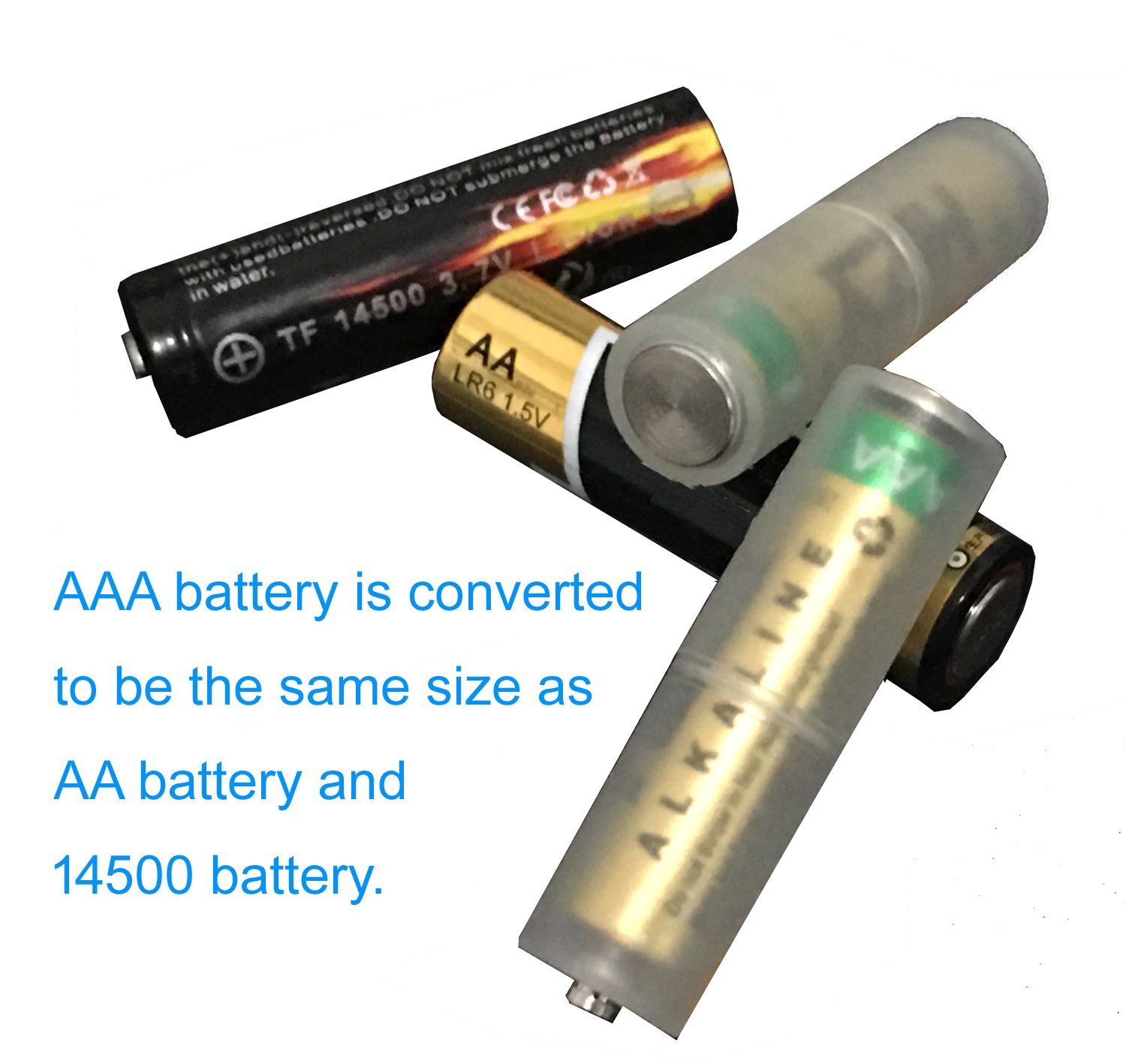 AAA to AA Battery Converter Adapter with Metal Contacts - Clear Plastic (16 Pack) - Perfect for Toys, Flashlights & Electronics
