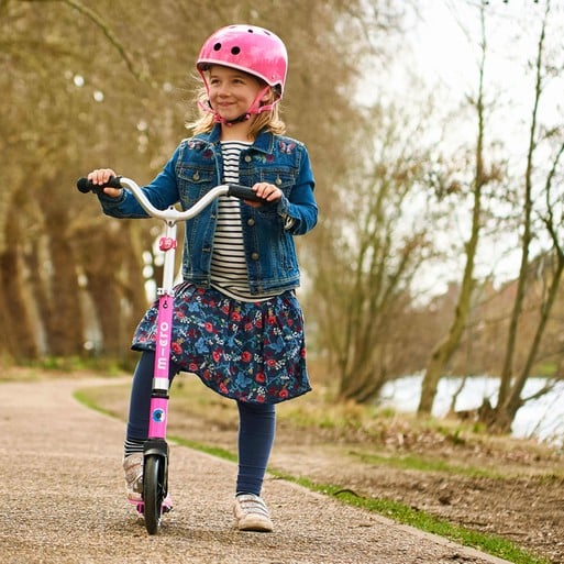 Micro Cruiser Kids Scooter for Ages 5-12 | Lightweight Aluminum Deck & Smooth Ride | Pink Foldable Kick Scooter for Boys & Girls | Perfect for School, Park & Neighborhood Fun