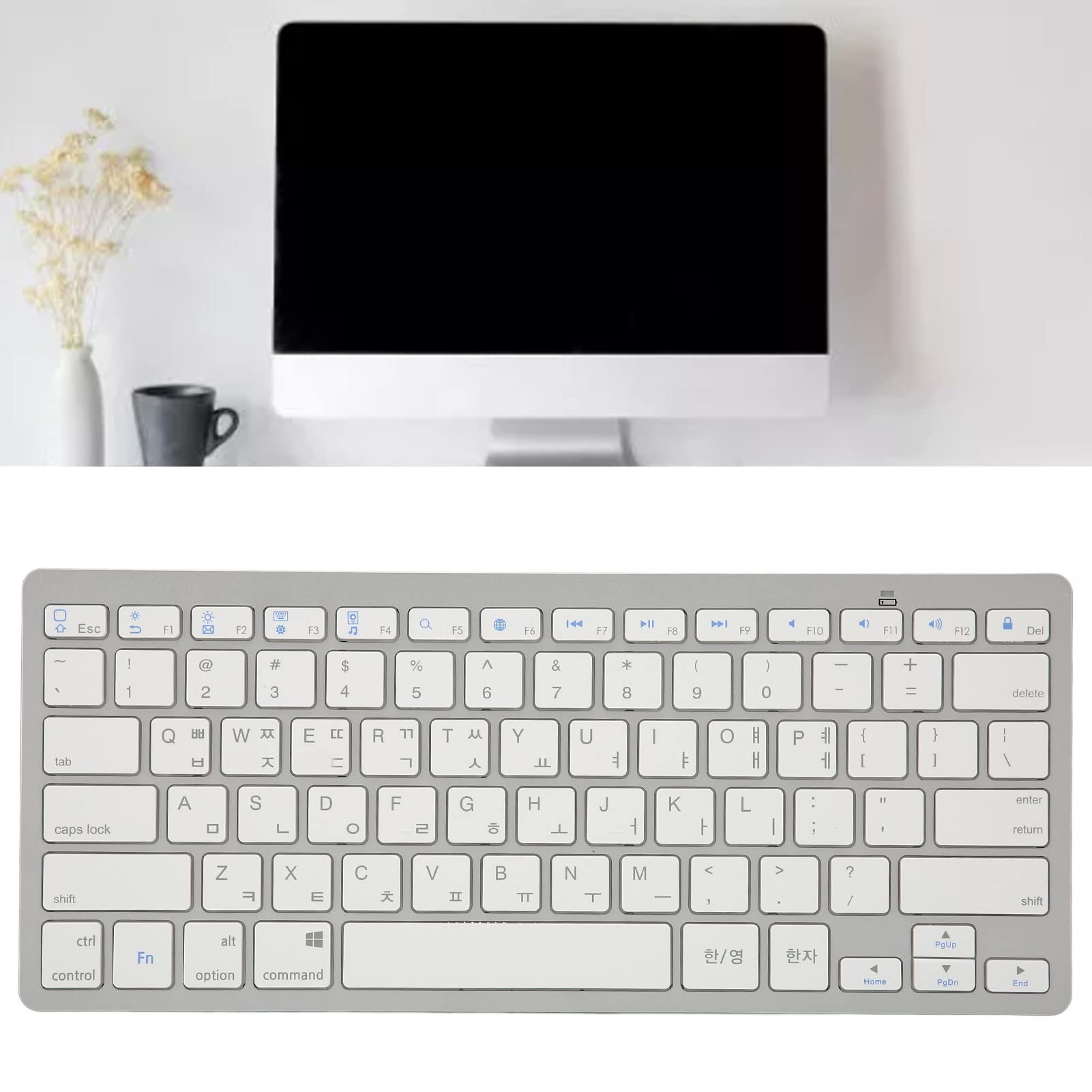 Dilwe Mini Bluetooth Keyboard - 78 Keys Ultra Slim Wireless Keyboard for Laptop, Tablet, PC | Portable Compact Design | Korean Layout | Perfect for Travel, Office & Home Use