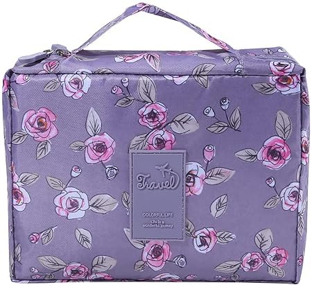 **Keetly Large Capacity Cartoon Makeup Bag - Waterproof Travel Cosmetic Organizer with Brush Holder, Cute Printed Toiletry Pouch for Girls & Teens - Perfect for School, Travel & Daily Use**