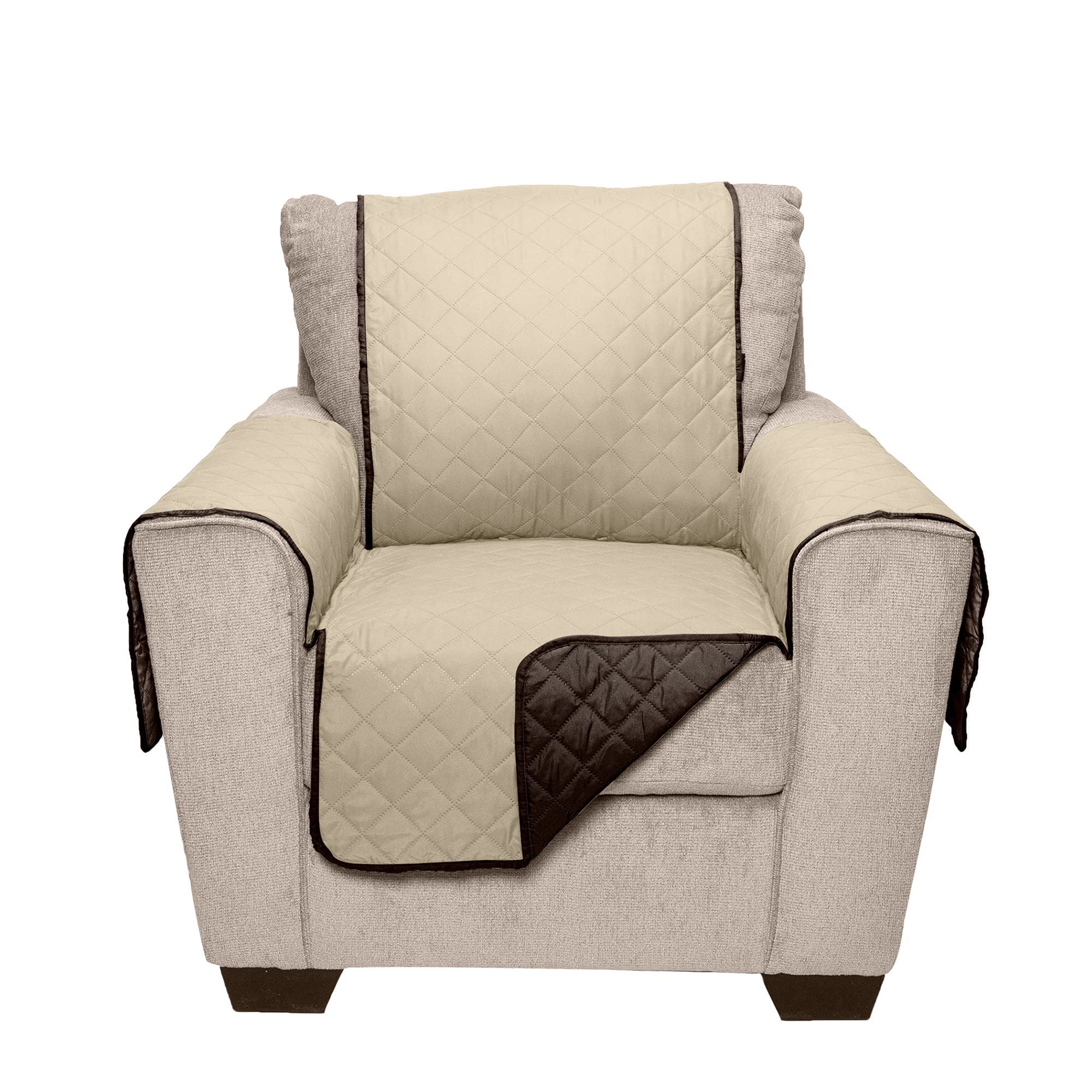 Furhaven Waterproof Reversible Chair Cover Protector for Dogs, Cats & Kids - Two-Tone Quilted Furniture Protector for Sofa, Couch & Living Room - Espresso/Clay - Perfect for Pet Owners & Families with Children