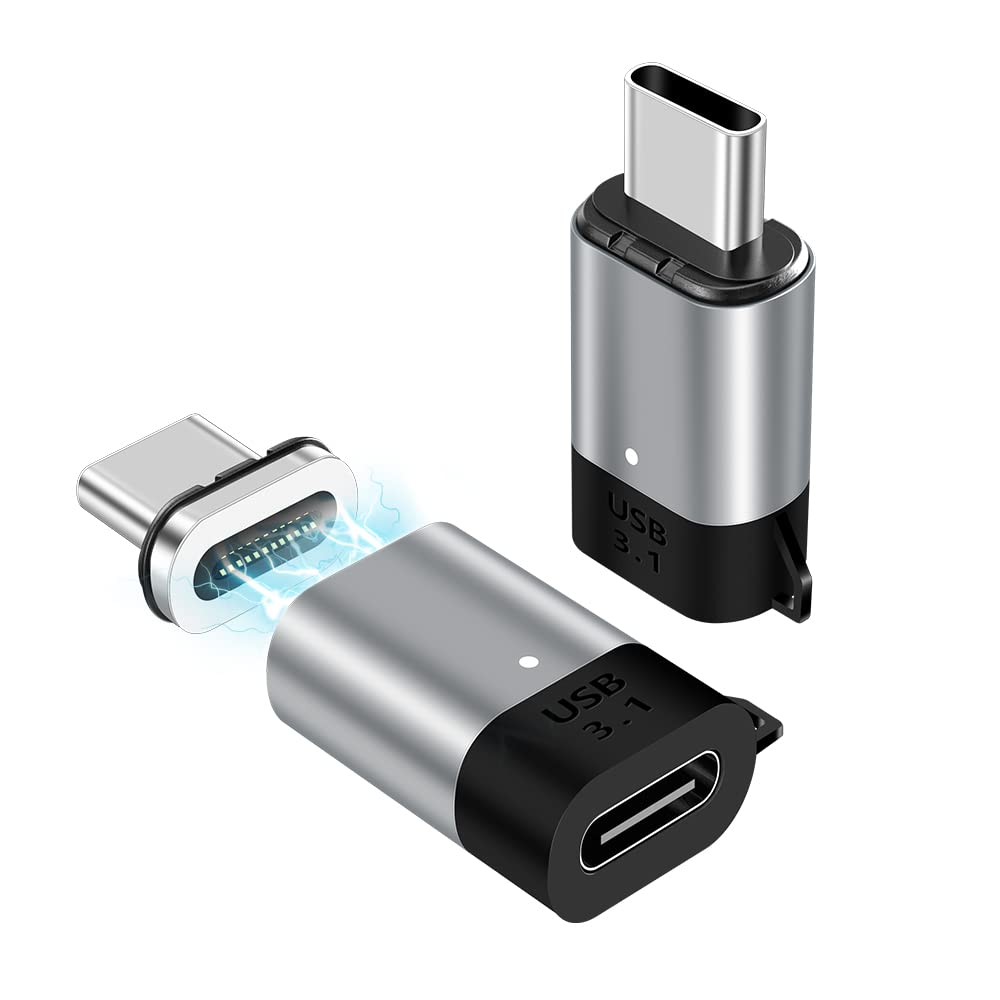 Magnetic USB C Adapter 2 Pack - 24 Pin Mini USB C Connector with 100W PD Fast Charging & 20Gbps USB 3.1 Data Transfer - Perfect for Laptops, Tablets & Smartphones