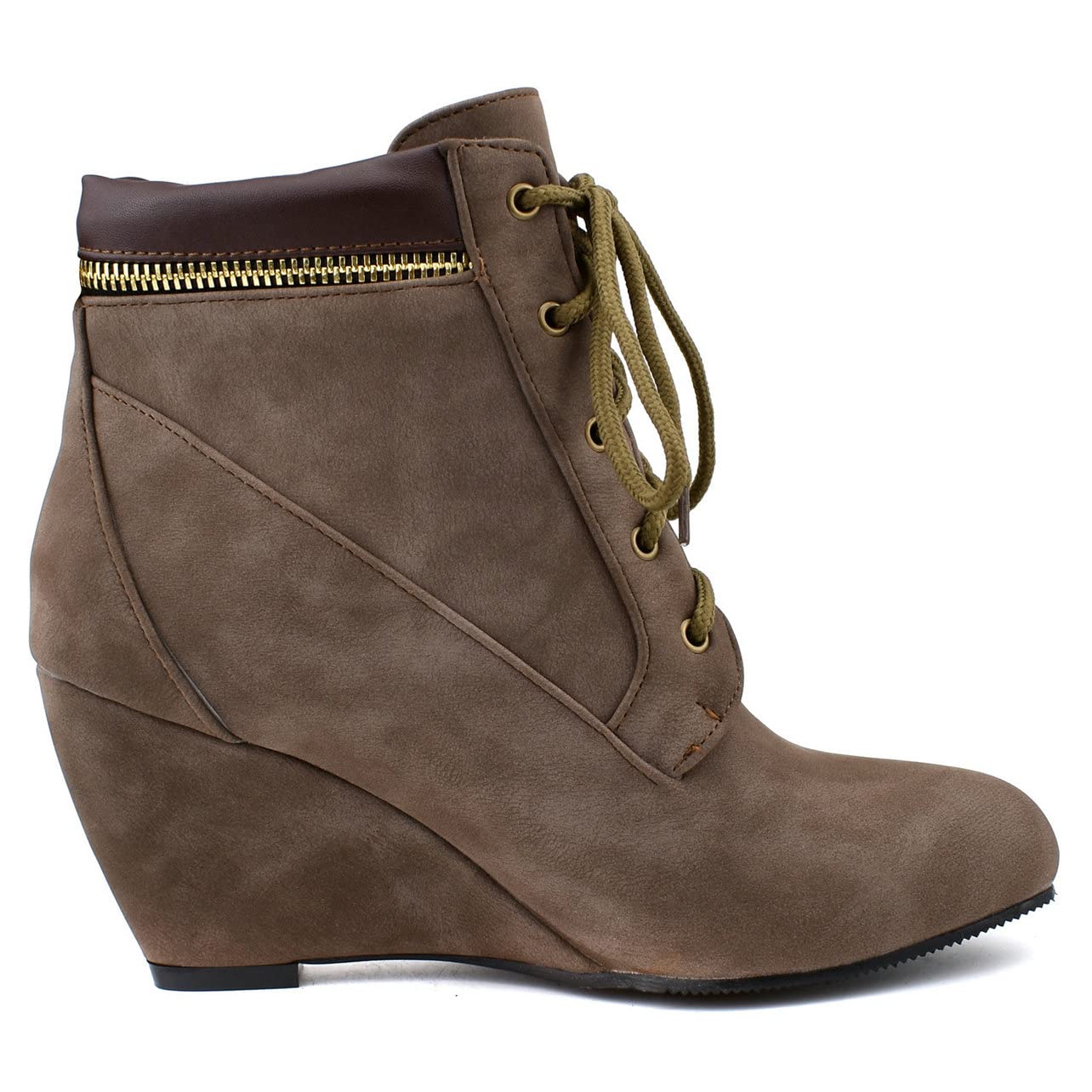 UniqueStride Women's Wedge Ankle Boots - Lace Up Faux Suede Booties with Chunky Heel for Casual & Office Wear | Comfortable Fall & Winter Fashion Shoes
