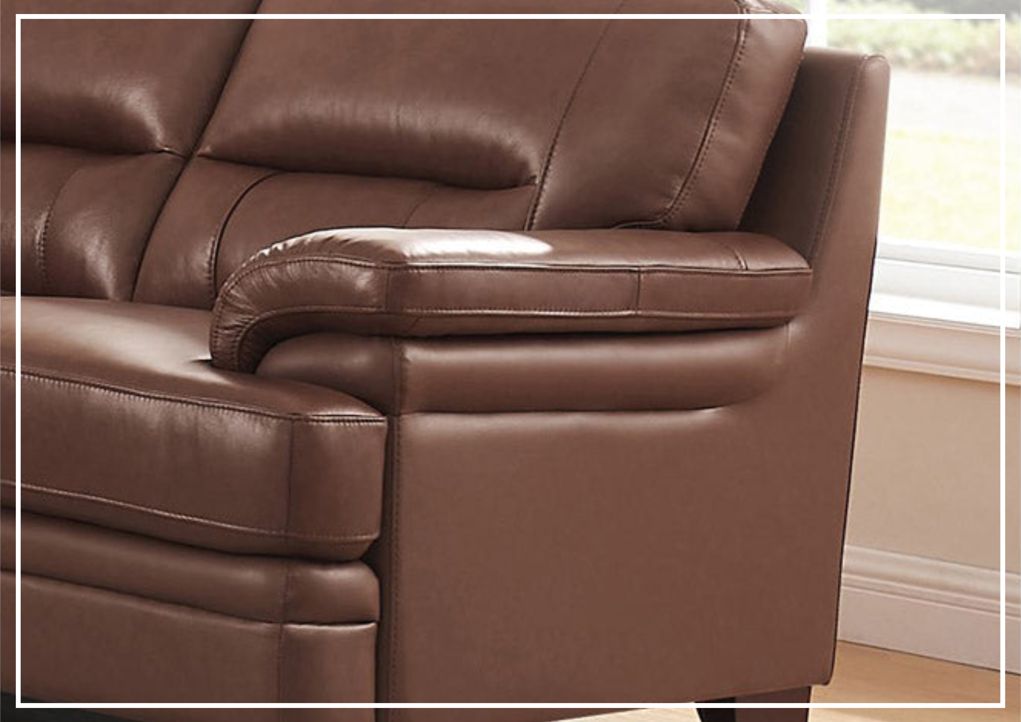 Premium Leather Loveseat Sofa with Cushion Arms - Hydeline Luxor Stationary Sofa for Living Room, Lounge & Office Comfort