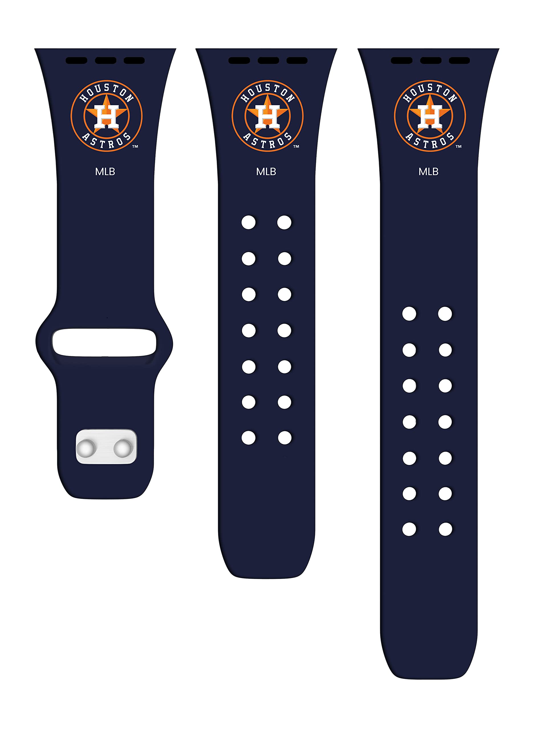 Houston Astros Silicone Sport Watch Band & AirPods Case Cover Combo for Apple Watch - Game Day Accessories for Baseball Fans & Sports Enthusiasts