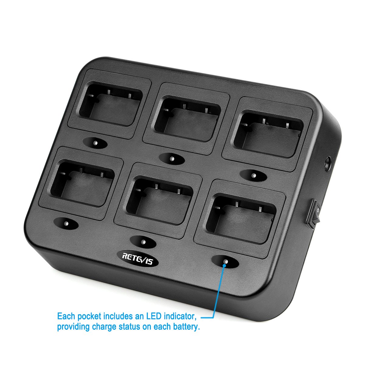 Retevis RT27 RT27V Walkie Talkie Charging Base - 6-Port Rapid Charger Station for RT27/RT27V Two-Way Radios (Not Compatible with RT22) | Ideal for Security Teams, Construction Sites & Outdoor Adventures (1 Pack)