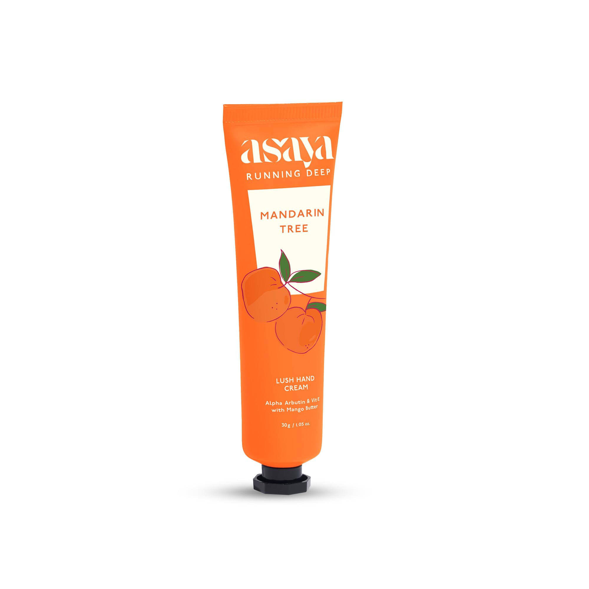 Asaya Mandarin Tree Hand Cream for Women & Men - Nourishing & Brightening Moisturizer with Alpha Arbutin, Mango Butter & Vitamin E | Softens Dry, Rough Hands | Non-Greasy, Fast Absorbing | Reduces Tan & Pigmentation | Vegan, Cruelty-Free | Alcohol, Silicone, Paraben & Sulfate Free | Travel-Size 30g | Perfect for Dry Skin, Oily Skin & Everyday Hydration | Ideal for Office, Travel & Home Use