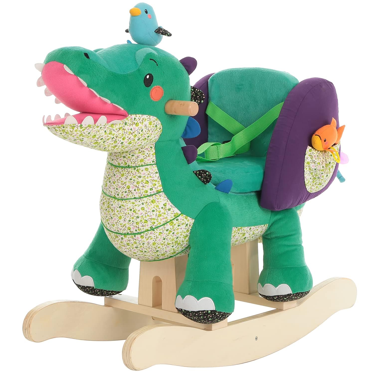 Labebe Green Crocodile Plush Rocking Horse Toy for Toddlers 6 Months to 3 Years - Soft Stuffed Animal Rocker Chair with Wooden Base | Perfect for Nursery Decor, First Birthday Gifts & Early Childhood Development