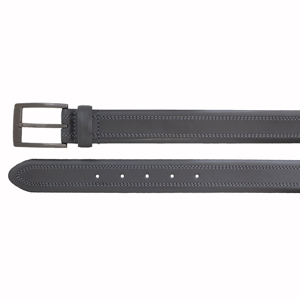 Premium 35mm Genuine Leather Dress Belt for Men - Double Stitched with Inset Design - Formal & Business Attire Accessory - Perfect for Office, Weddings & Special Occasions