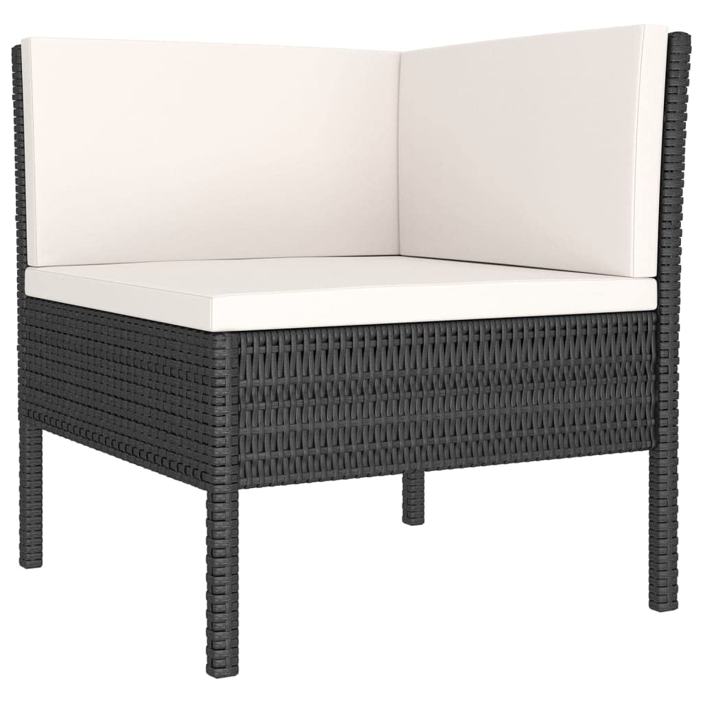 Weather-Resistant Black Poly Rattan Patio Lounge Set with Cushions - Modular Outdoor Furniture for Garden, Patio, Poolside & Backyard Relaxation | Easy-Clean & Durable Design for Entertaining Guests