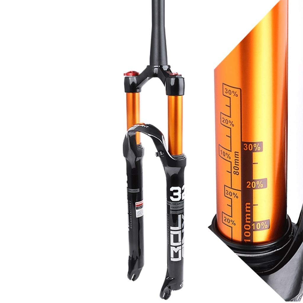 26/27.5/29 Inch MTB Bicycle Suspension Forks - Air Damping Magnesium Alloy Front Fork with Disc Brake, 100mm Travel, 1-1/2