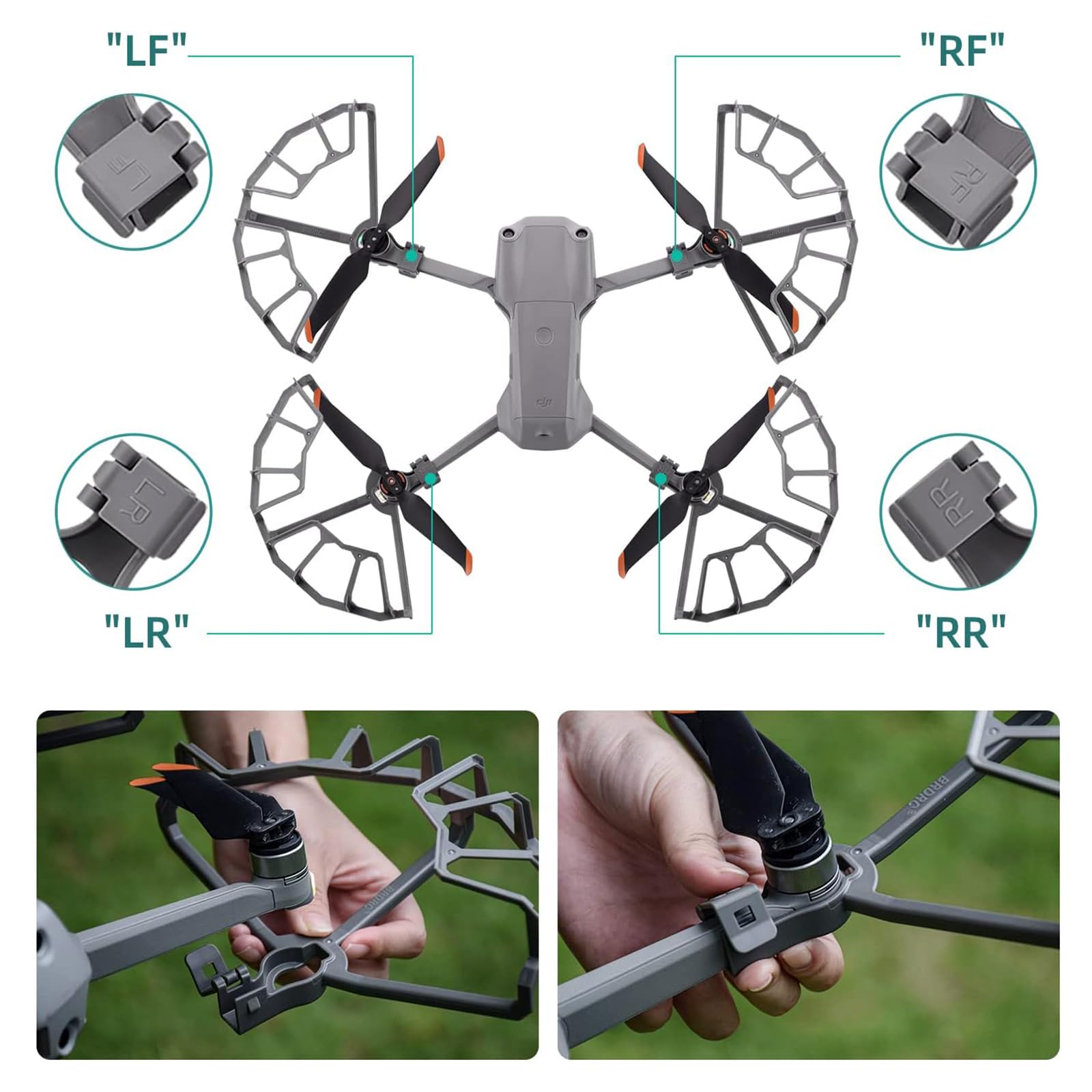 DJI Air 2S/Air 2 Quick Release Propeller Guard - Professional Drone Blade Protector for Mavic Air 2 Series (Grey) | Perfect for Safe Flying, Indoor Practice & Beginner Training
