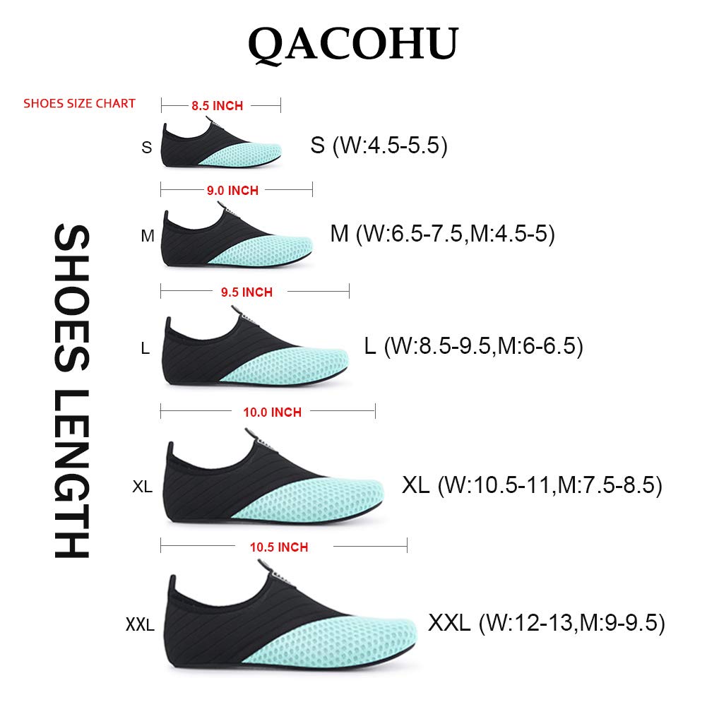 QACOHU Women's & Men's Quick-Dry Water Shoes - Barefoot Skin Shoes for Swimming, Surfing, Diving, Beach & Yoga | Lightweight Aqua Shoes for Pool, Water Sports & Outdoor Activities