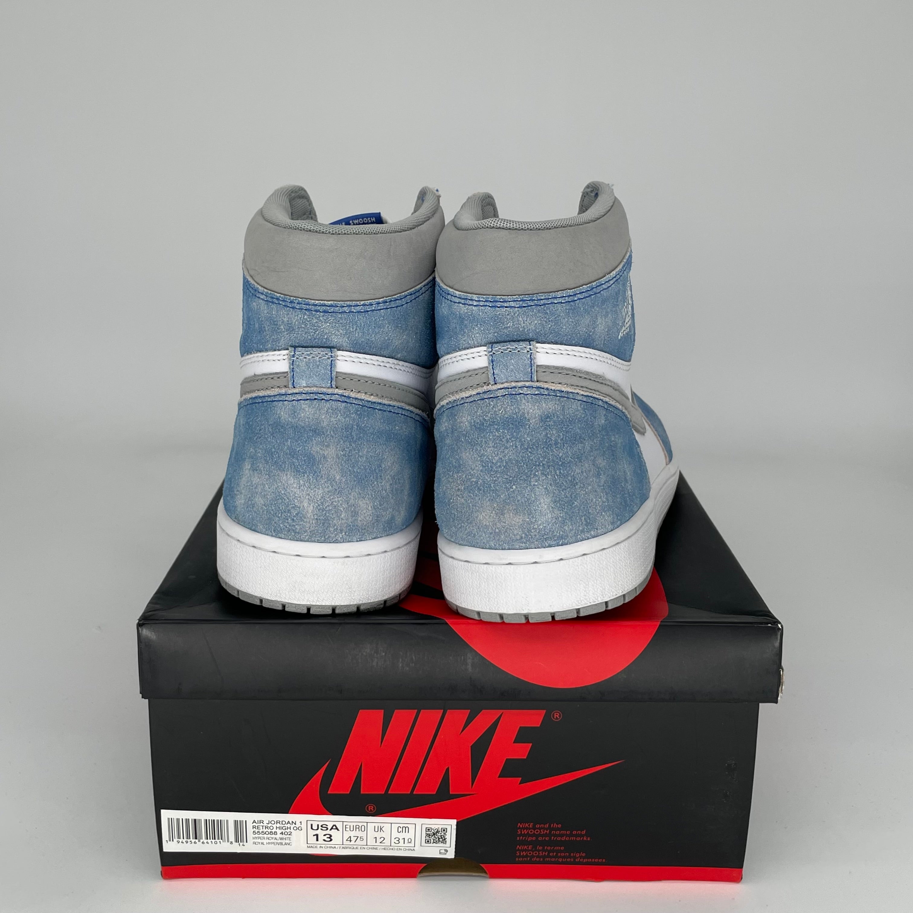 AIR JORDAN 1 HYPER ROYAL Sneakers - Men's Size 13 (555088-402) | Retro Basketball Shoes for Casual Wear & Street Style