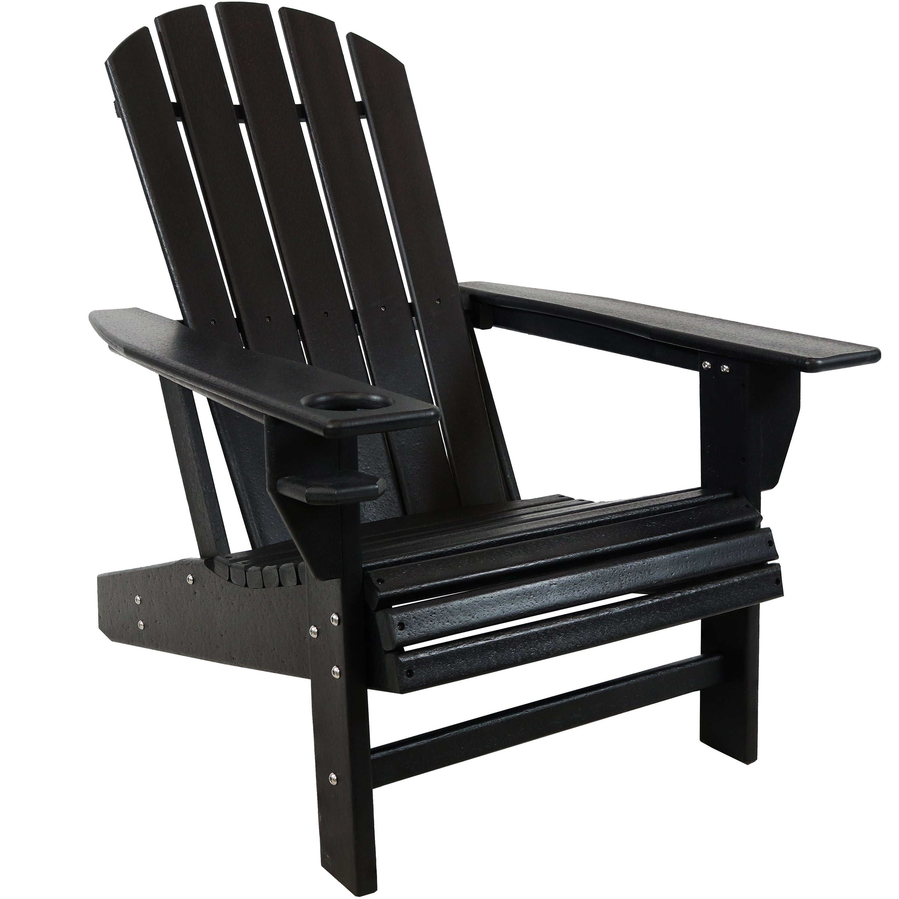 Durable All-Weather Lake Style Adirondack Chair with Cup Holder - Perfect for Outdoor Patio, Garden, Beach & Poolside Relaxation