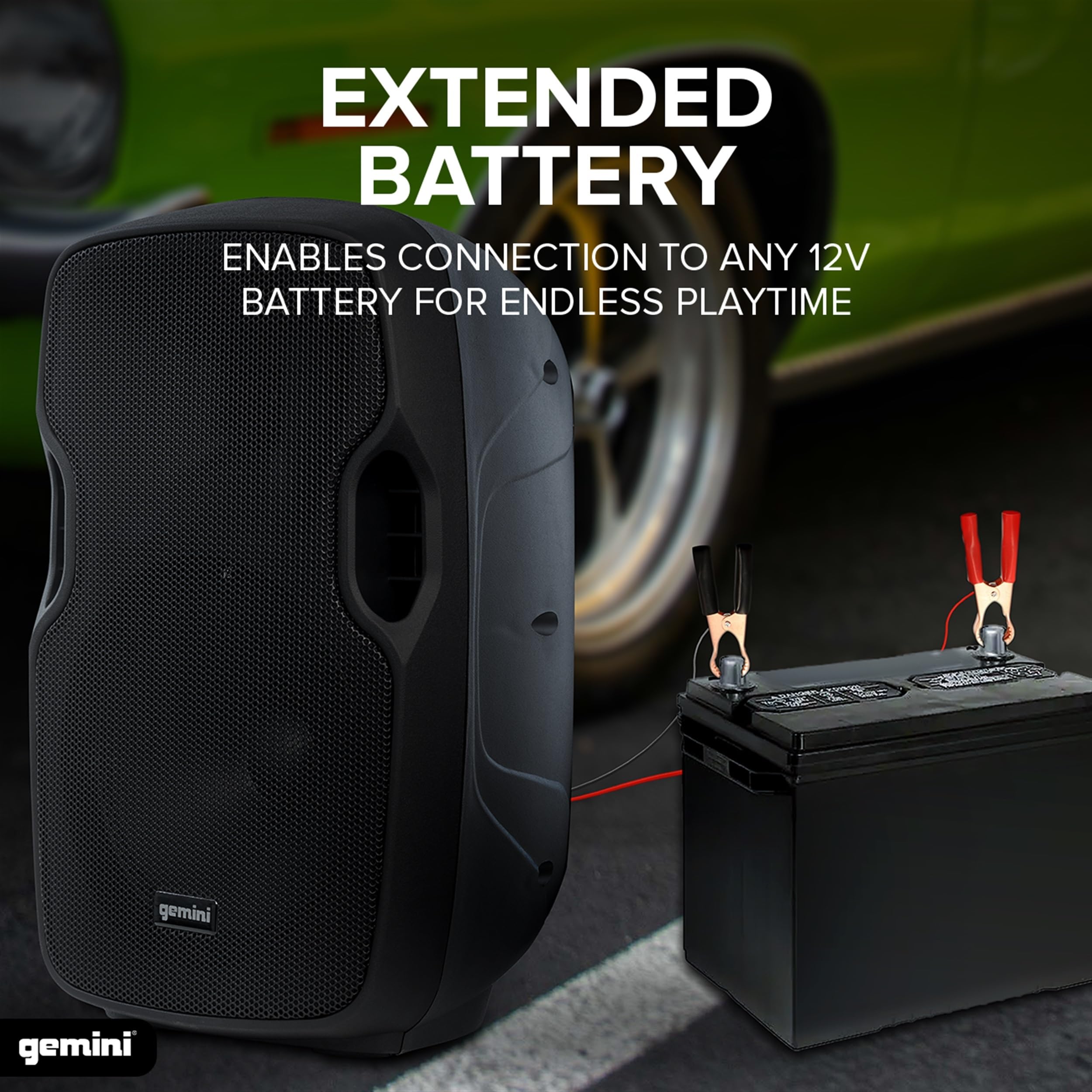Gemini 8” 500W Wireless Bluetooth PA Speaker with Mic & Guitar Inputs - Portable Battery-Powered Pro Audio System with Echo, USB/SD/FM for Live Performances, Karaoke Singing, Outdoor Parties & Events