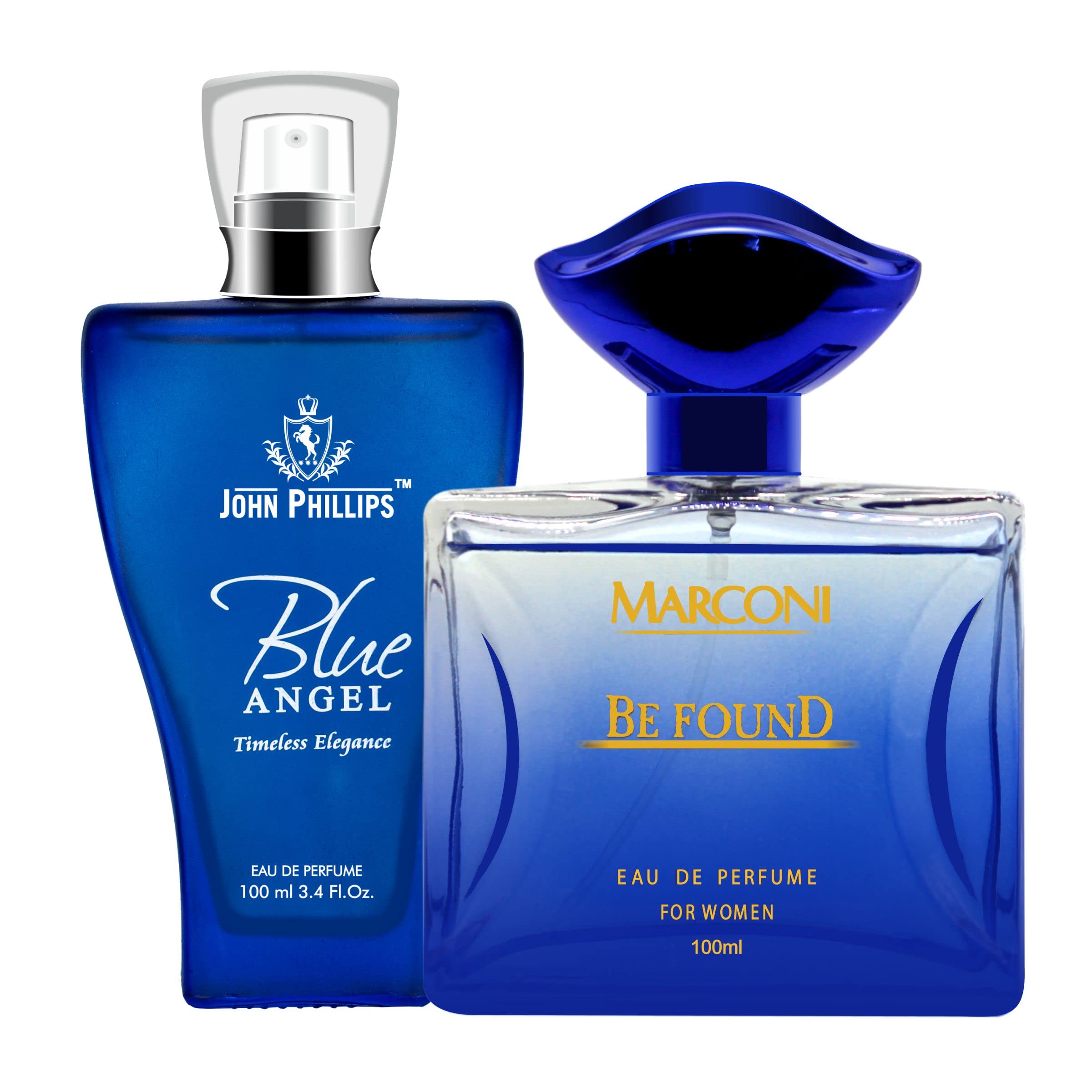 John Phillips™ Blue Angel & Be Found Eau De Parfum - Unisex Perfume for Men & Women | Daily Wear, Casual & Office Fragrance | Long Lasting French Perfume for Date Night & Special Occasions