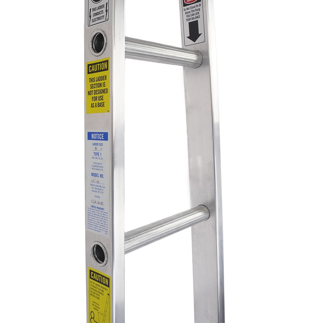 7 Foot Aluminum Metallic Ladder with Open Top Section - Lightweight & Durable for Home, Garage, and Warehouse Use