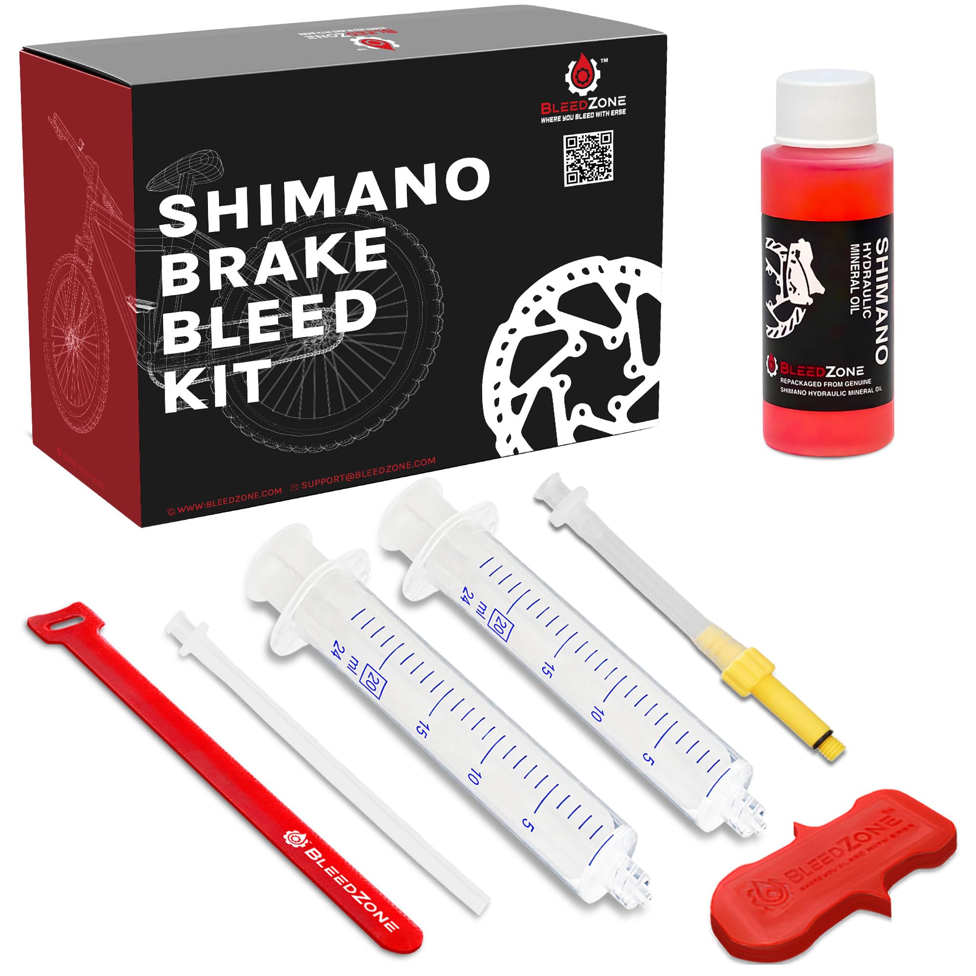 Shimano Hydraulic Brake Bleed Kit with 60ml Mineral Oil & Syringe - Compatible with Shimano, MTB & Road Bikes - Perfect for Professional Bike Maintenance & Home Repair