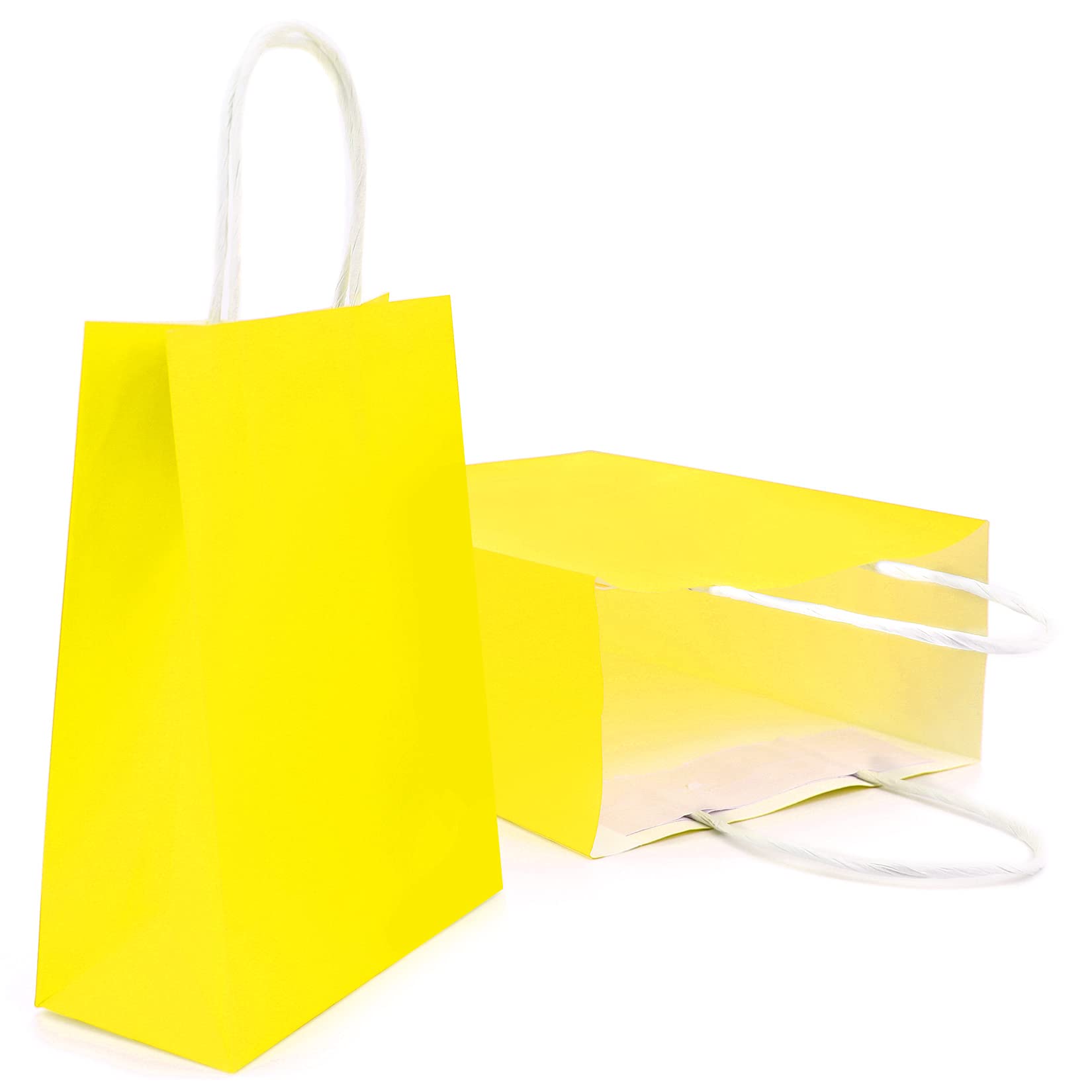 10 Pieces Kraft Paper Party Favor Gift Bags with Handle - Small Yellow Gift Bags for Christmas, Birthday, Wedding & Party Favors | Perfect for Candy, Treats, Small Gifts & Party Decorations