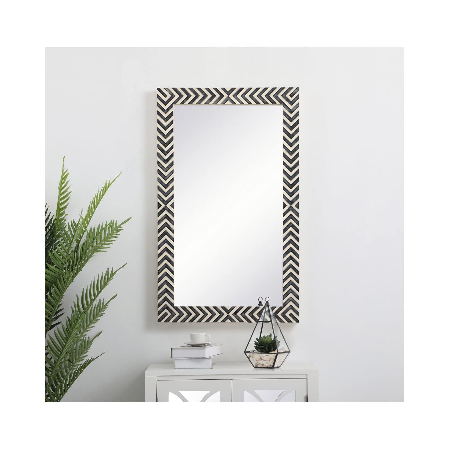 Modern Chevron Glass Mirror 48x30 - Elegant Home Decor for Bathroom & Living Room