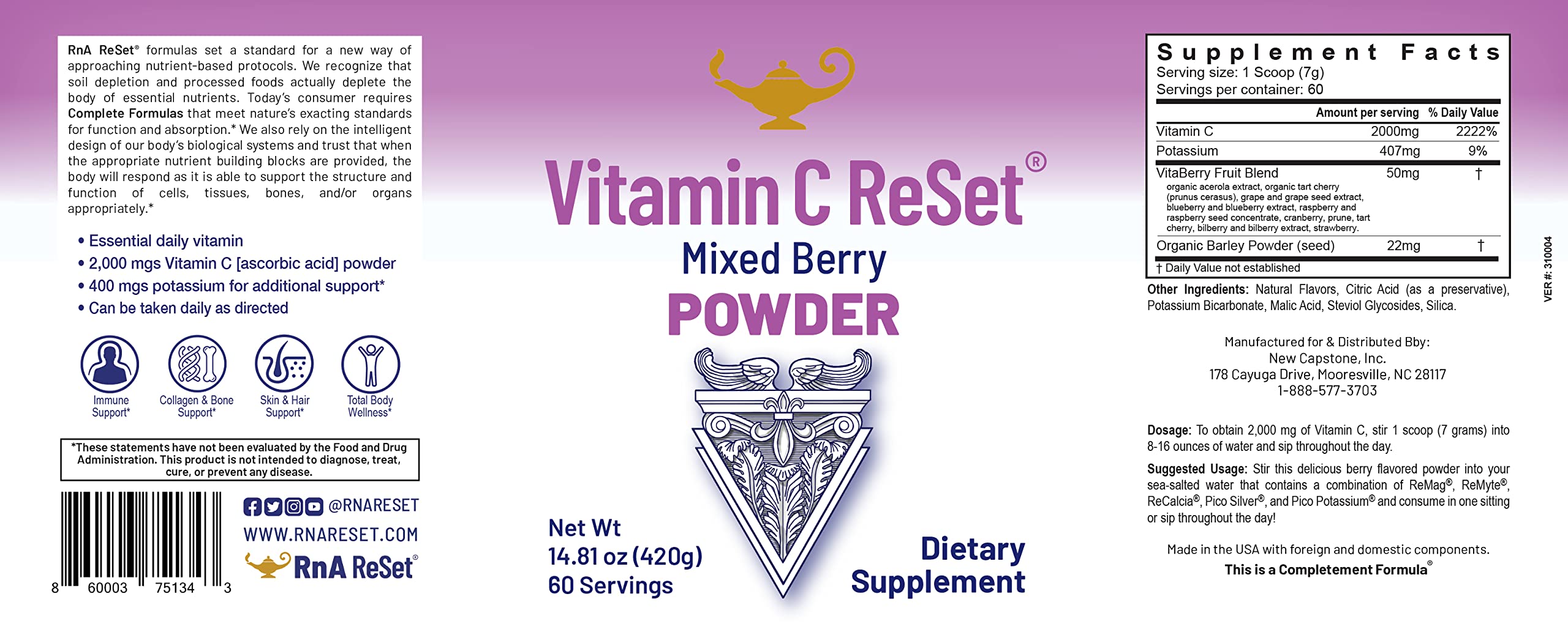 RnA ReSet Longevity Bundle - ReMag Magnesium, Vitamin C, Vitamin D & ReAline B Complex Supplement Set for Anti-Aging, Immune Support & Cellular Health | Daily Wellness Routine for Adults