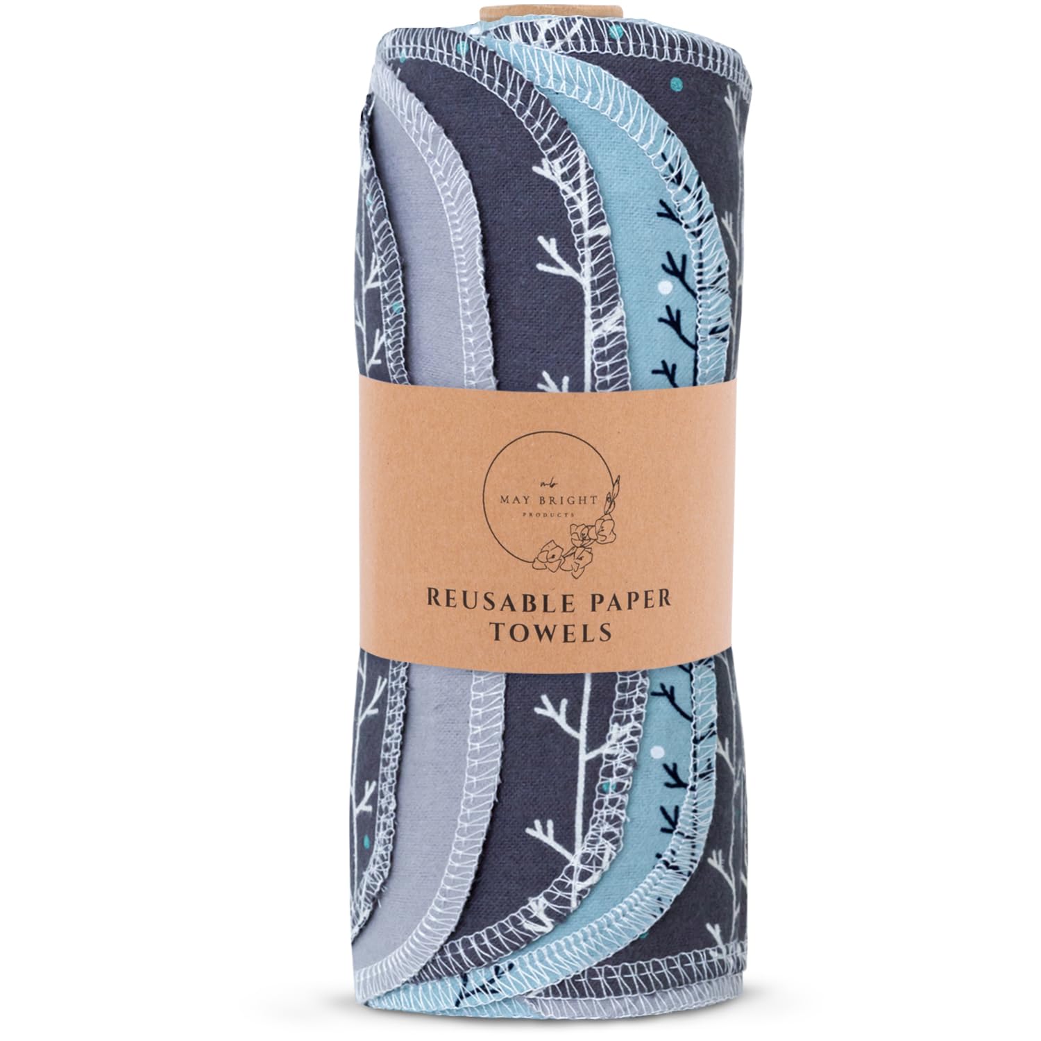 May Bright Reusable Paper Towels - Eco-Friendly Washable Cloth Towel Roll (15 Pack) | Zero Waste Kitchen Essential | Perfect for Cleaning, Spills & Sustainable Living