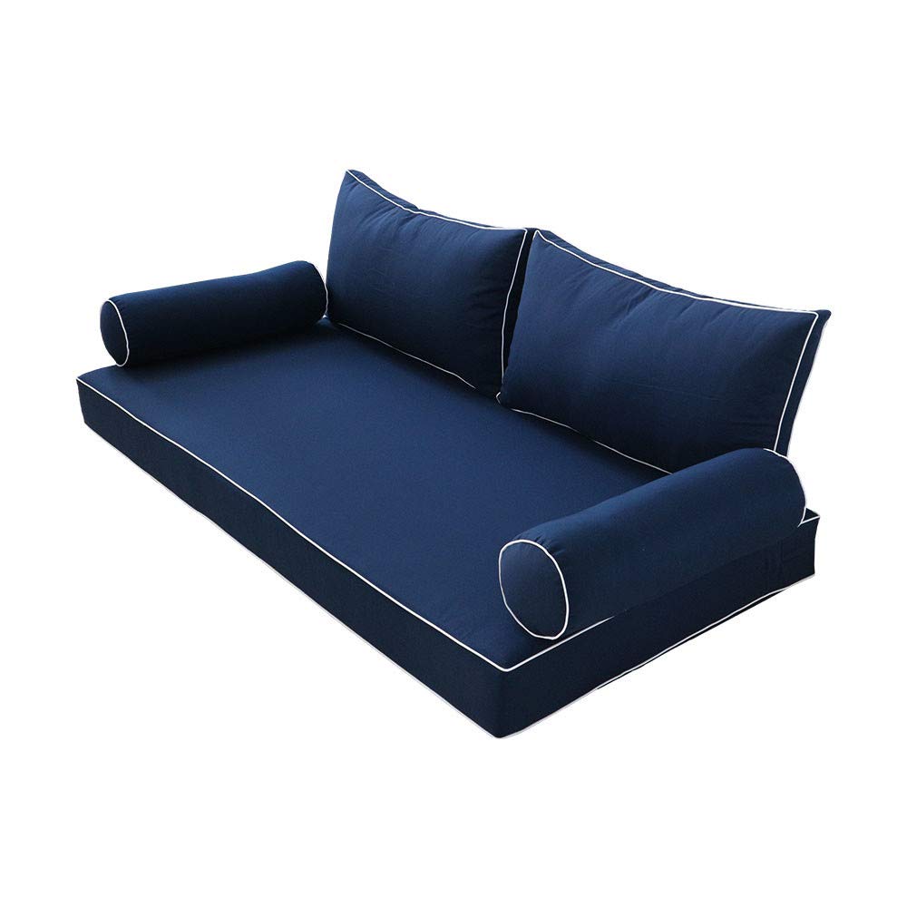 Prolinemax Outdoor Style 2 Full Contrast Trim Daybed Mattress Cover Only - Fitted Sheet AD101 for Patio, Sunroom & Guest Bedroom Decor