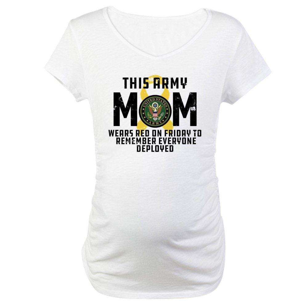 Army Mom Wears RED Maternity T-Shirt - Comfortable Cotton Pregnancy Tee for Military Moms - Perfect for Baby Showers, Military Events & Everyday Wear