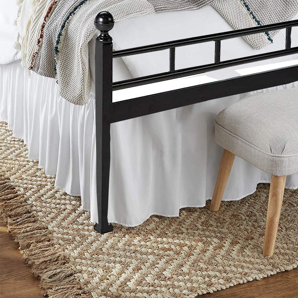 Ruffled Bed Skirt with Split Corners - 100% Microfiber Gathered Dust Ruffle for Twin Beds (18