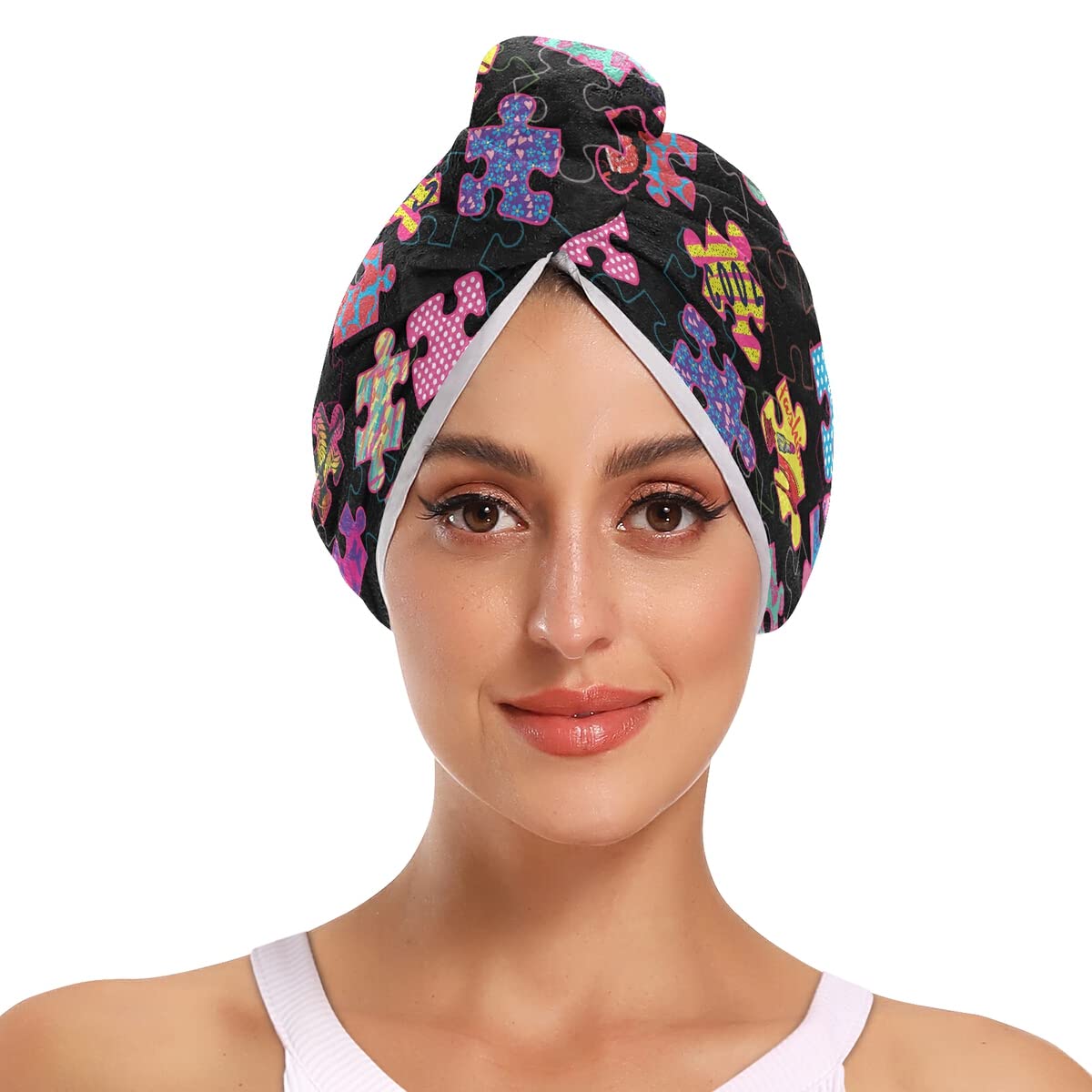 DOMIKING 2 Pack Microfiber Hair Towel Wrap - Quick Dry Hair Turban for Women & Men, Anti-Frizz Hair Dryer Cap for Dyed, Curly & Long Hair - Perfect for Shower, Salon & Travel Use