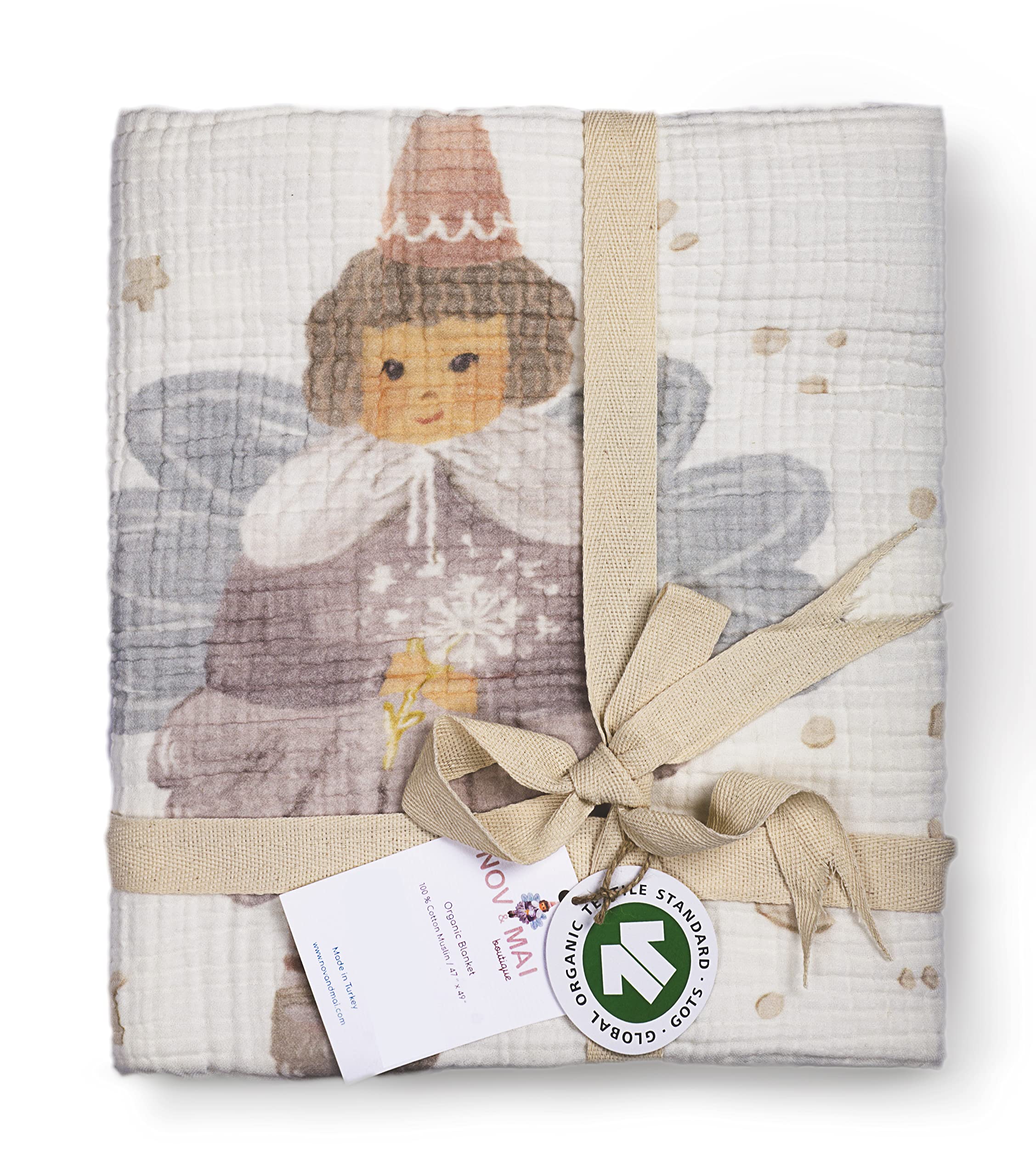 Nov & Mai Muslin Baby Quilt - 100% Organic Cotton Crib & Toddler Blanket - 47