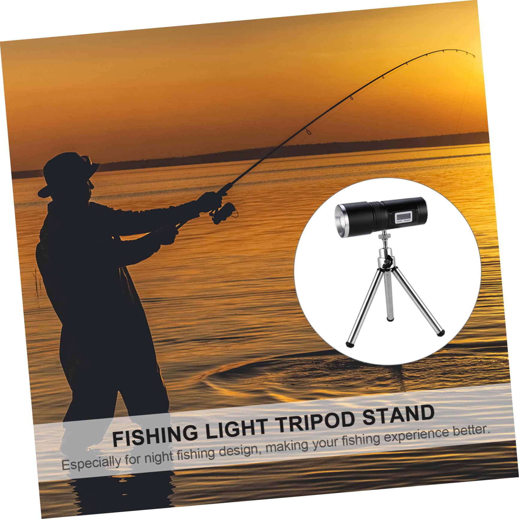 Jojofuny Fishing Light Tripod Stand - 360° Rotatable with Standard Screw & Retractable Design for Night Fishing, Camping, and Outdoor Adventures