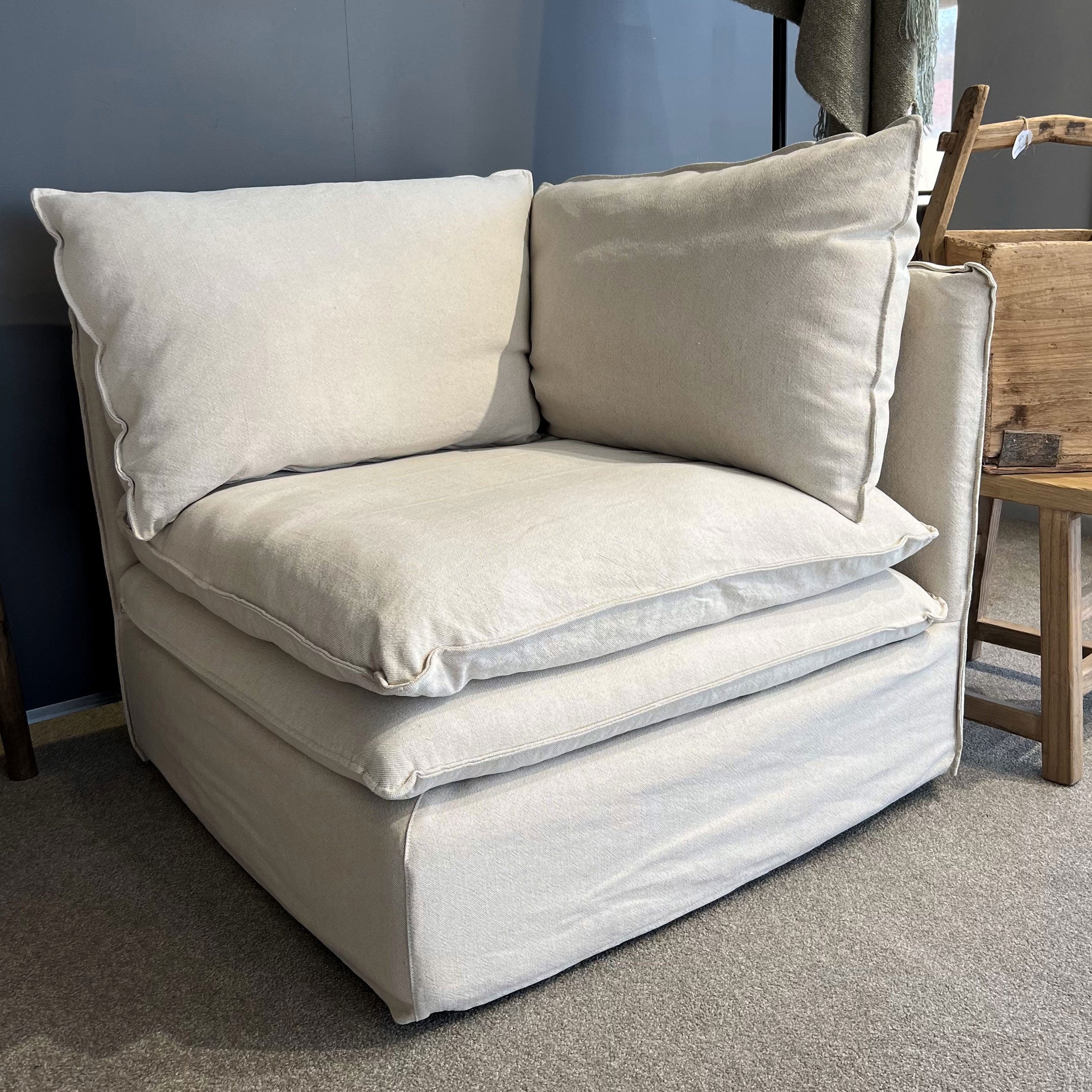 Laguna Linen Slipcover Sectional Sofa Corner Couch Cover - Soft Washable Furniture Protector for Living Room, Family Room & Home Decor